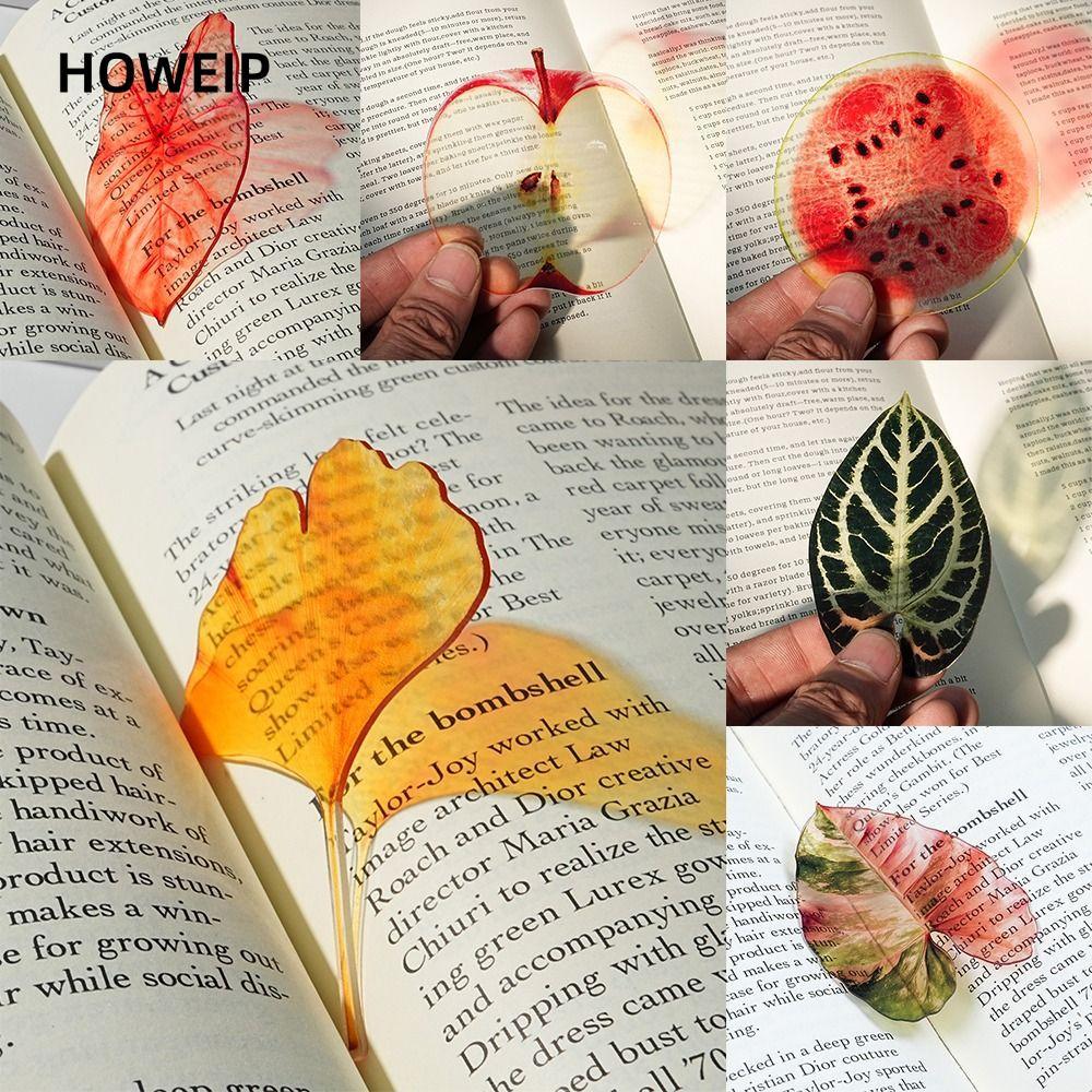 HOWEIP ที่คั่นผลไม้, รูปทรงผลไม้และใบไม้ INS เครื่องหมายหน้าใบไม้, ใช้การอ่านเครื่องหมายใสที่ละเอียดอ่อน