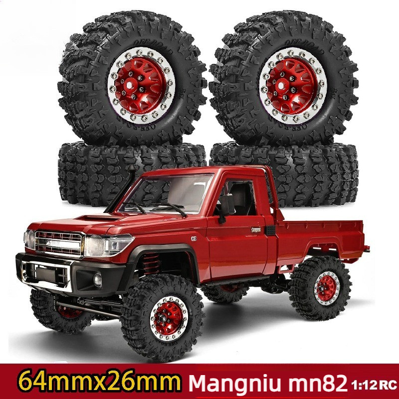 64 มม.โลหะผสม Beadlock ล้อยาง 7 มม.Hex สําหรับ MN82 LC79 1/12 RC Crawler High Grip ยางยางอัพเกรดอุปกรณ์เสริม