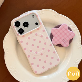 INS Polka Dot ลายสก๊อต Star ผู้ถือขาตั้งโทรศัพท์มือถือสําหรับ iPhone 17 16 15 14 Pro Max 13 Anti-Scratch TPU ปกหลังแม่เหล็กโทรศัพท์มือถือปลอก