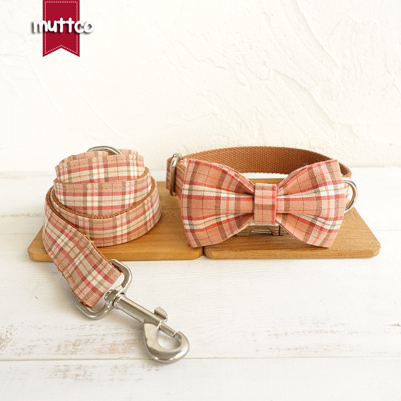 MUTTCO สไตล์ใหม่คอโบว์ชุดเชือกสุนัข Double-Layer Tear-Resistant Bow Tie อุปกรณ์เสริม UDC-042