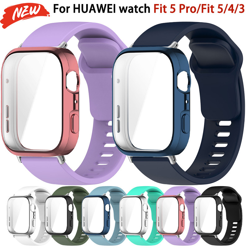 Sport strap + หน้าจอสําหรับ Huawei Watch Fit 5/5Pro soft TPU สําหรับ Huawei Fit3 Fit 4/4Pro sport watchband อุปกรณ์เสริม
