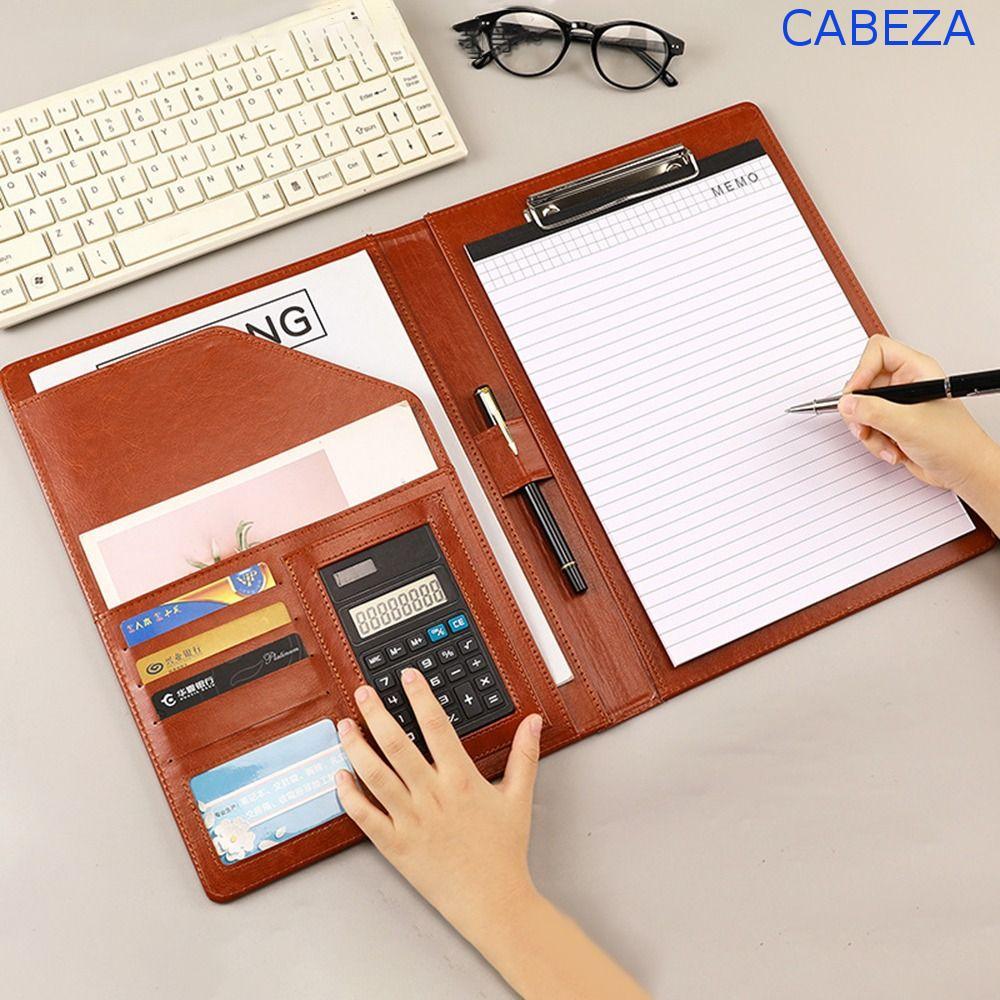 แฟ้มประชุม CABEZA A4, คลิปบอร์ดเก็บแฟ้มวินเทจโฟลเดอร์แฟ้มหนัง, หนังสือข้อมูลแผ่นเขียนมัลติฟังก์ชั่นพร้อมเครื่องผูกโฟลเดอร์ธุรกิจกระเป๋าเอกสารสัมภาษณ์