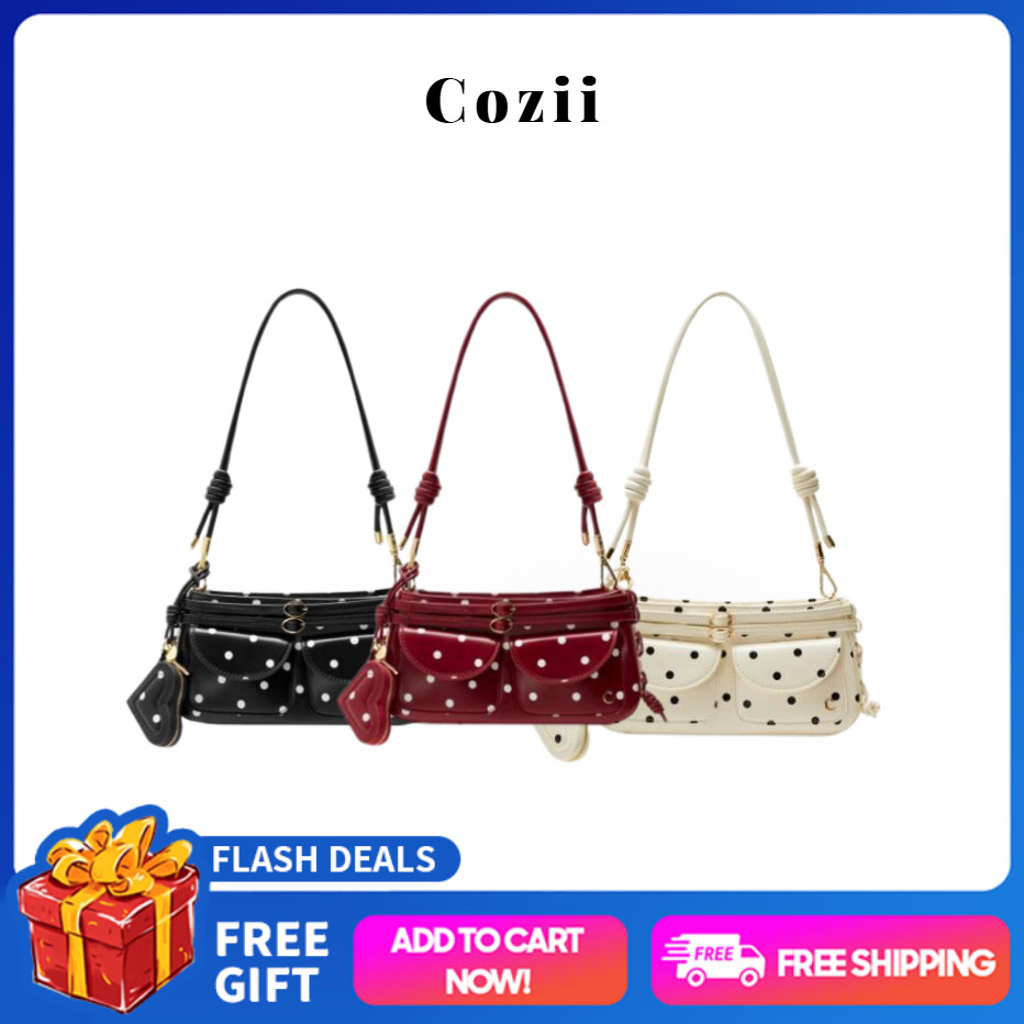 ของแท้ 100% Cozii ALICE DOUBLE DOUBLE POLKA DOT กระเป๋าโท้ท กระเป๋าสะพายไหล่