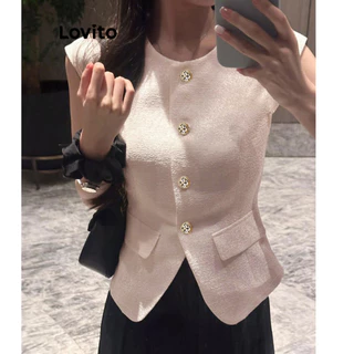 Lovito สง่างาม เสื้อกล้ามติดกระดุมหน้าสีพื้น สำหรับผู้หญิง รุ่น Lne38198 (หลากสี)