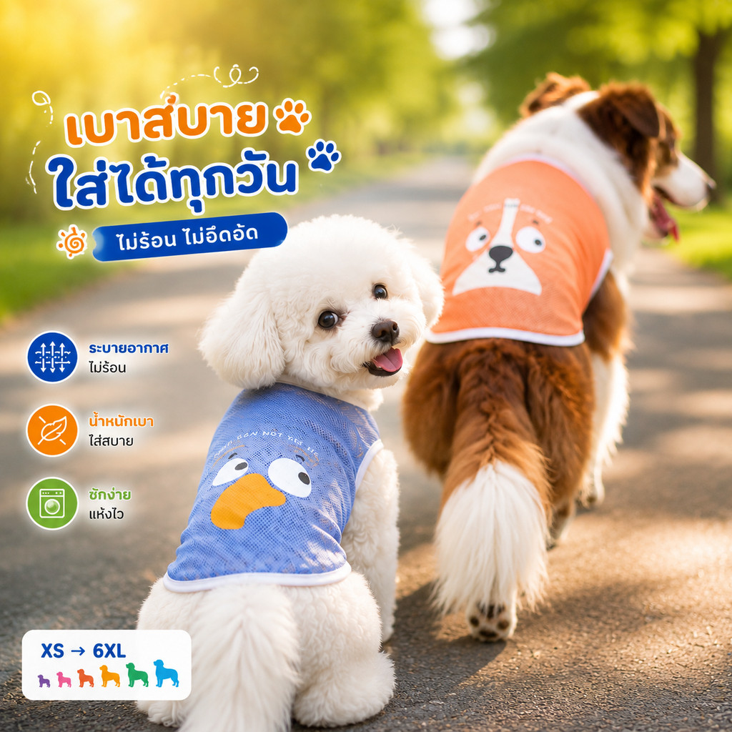 เสื้อสุนัขหน้าร้อน ผ้าตาข่ายระบายอากาศ สำหรับบีชอน โกลเด้นคอร์กี้ แบบบาง ใส่สบาย พิมพ์การ์ตูน XS-6XL