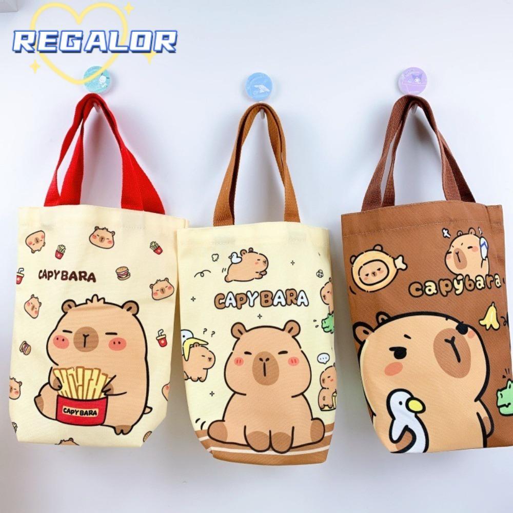 กระเป๋าปลอกถ้วย REGALOR0G, ฝาครอบขวดน้ํา Capybara การ์ตูนป้องกันรอยขีดข่วน, กระเป๋าเก็บร่มผ้าใบแบบพกพาอุปกรณ์เสริมขวดน้ํา