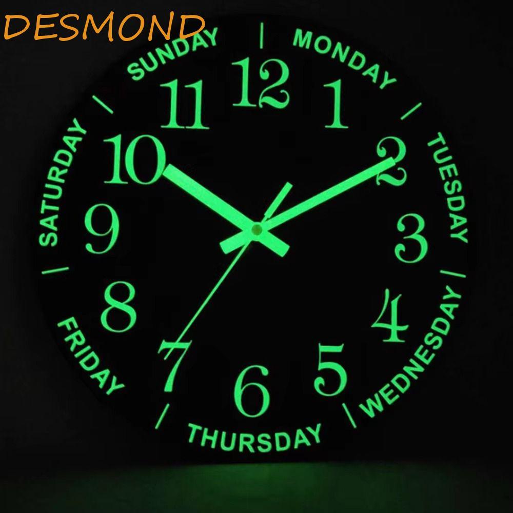 นาฬิกาแขวนเรืองแสง เดสมอนด์ หมายเลขสิ้นเปลืองและมือ นาฬิกาแขวนไฟกลางคืน, ตกแต่งห้องนั่งเล่น 12 นิ้วเงียบเรืองแสงในที่มืดรอบนาฬิกาควอทซ์โรงแรม