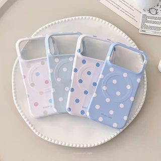 Matte Soft Film Phone Case Stylish Candy Polka Dot Magnetic สําหรับ iPhone 17 Pro 16 15 14 13 Phone Protection