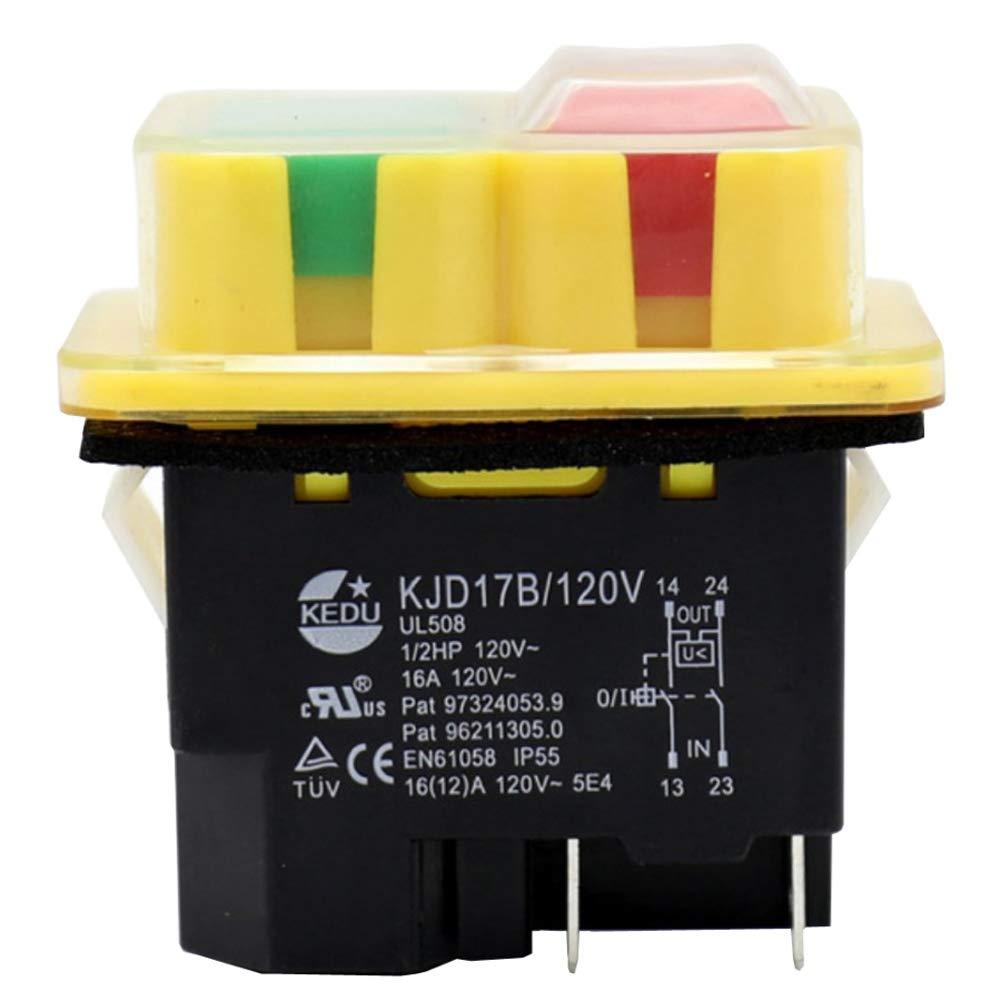 KEDU KJD17B 120V/16A 4 Pins อุตสาหกรรมแม่เหล็กไฟฟ้าสวิทช์กันน้ํา ON Off Push ปุ่มสวิทช์สําหรับเครื่อ