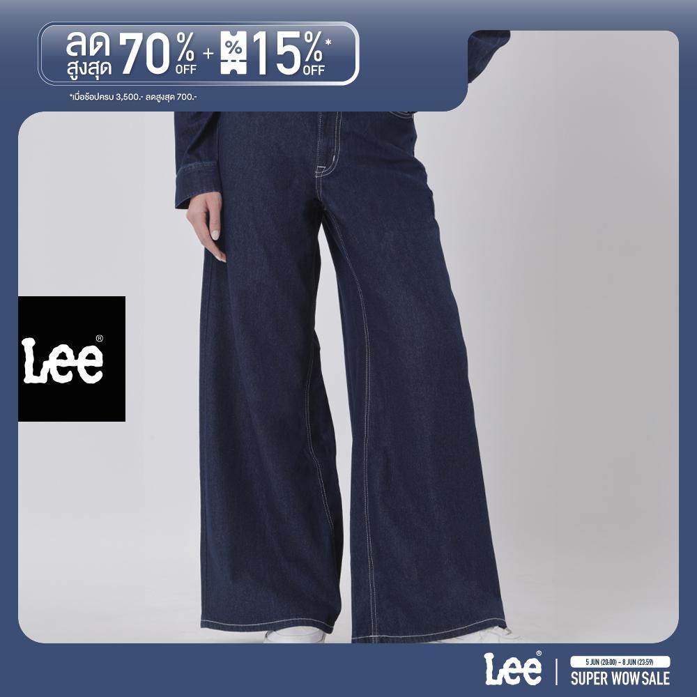 LEE กางเกงยีนส์ผู้หญิง คอลเลคชั่น Denim Obsession เอวสูง ทรงขากว้าง ทรง Wide Leg รุ่น LE F525WWIDN32 สียีนส์เข้ม