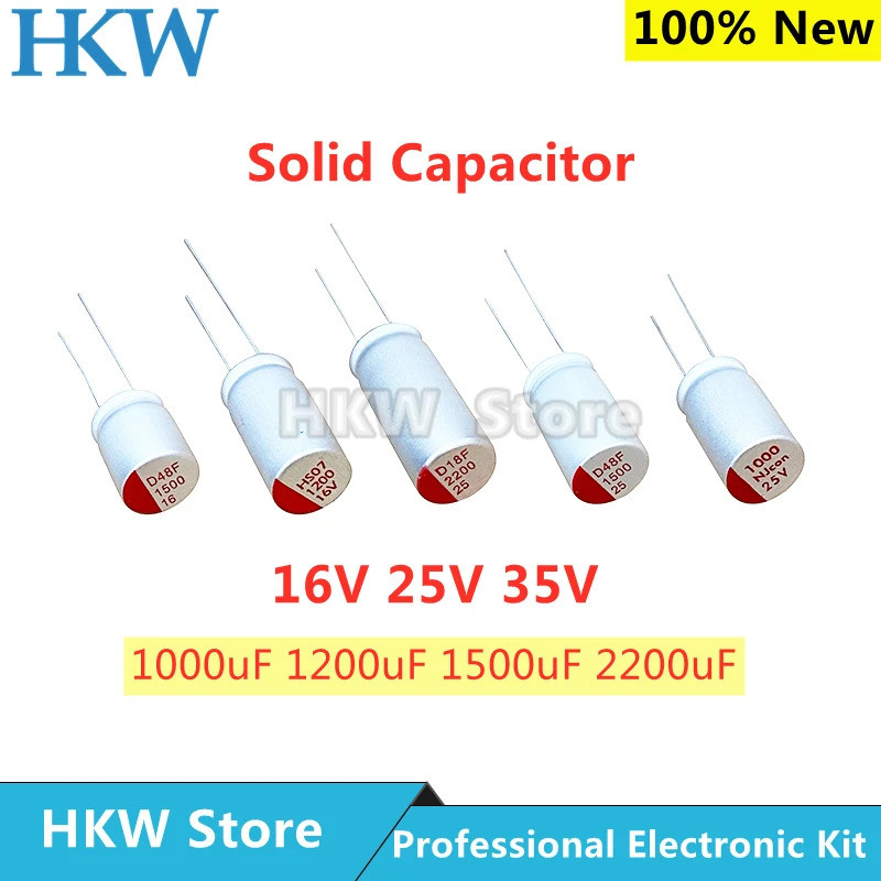 10pcs ใหม่ DIP Polymer Solid Electrolytic Capacitor Super Low ESR 16V 25V 35V 680UF 1000UF 1200UF 15