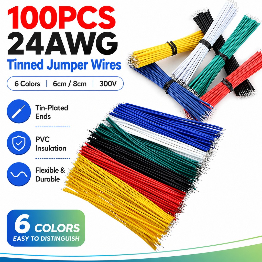 24AWG 1007 AWG Stranded Tinned Copper Wire 0.08mm² Conductor for PCB Soldering & Prototyping