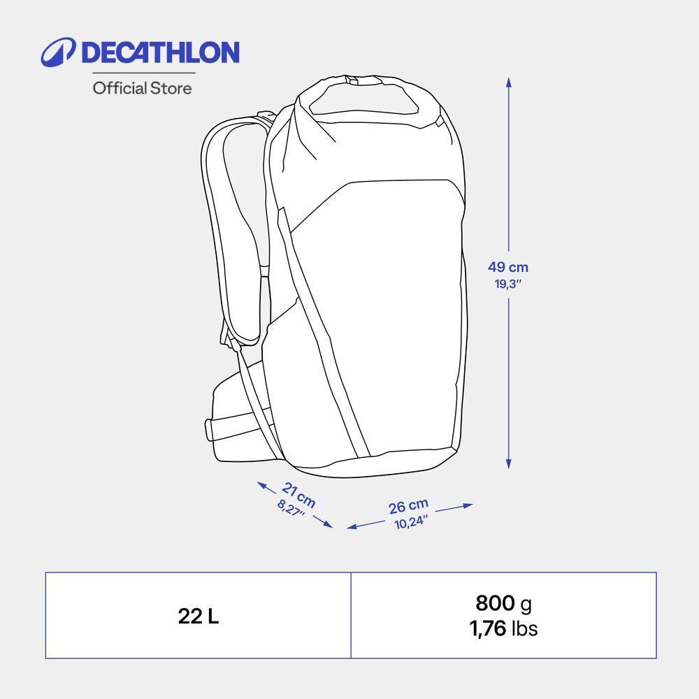 Decathlon 22 L Rolltop Mountain Hiking Backpack เป้สะพายหลังแบบม้วนเปิดด้านบน รุ่น Mh500 ขนาด 22 ลิต