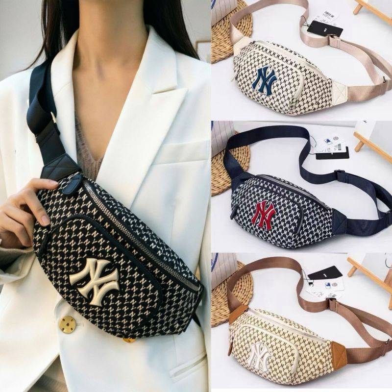 เกาหลีเกาหลี MLB กระเป๋าคาดหน้าอกผู้ชายผู้หญิงเย็บปักถักร้อย NY พิมพ์ Presbyopic กระเป๋าคาดเอวกีฬาที