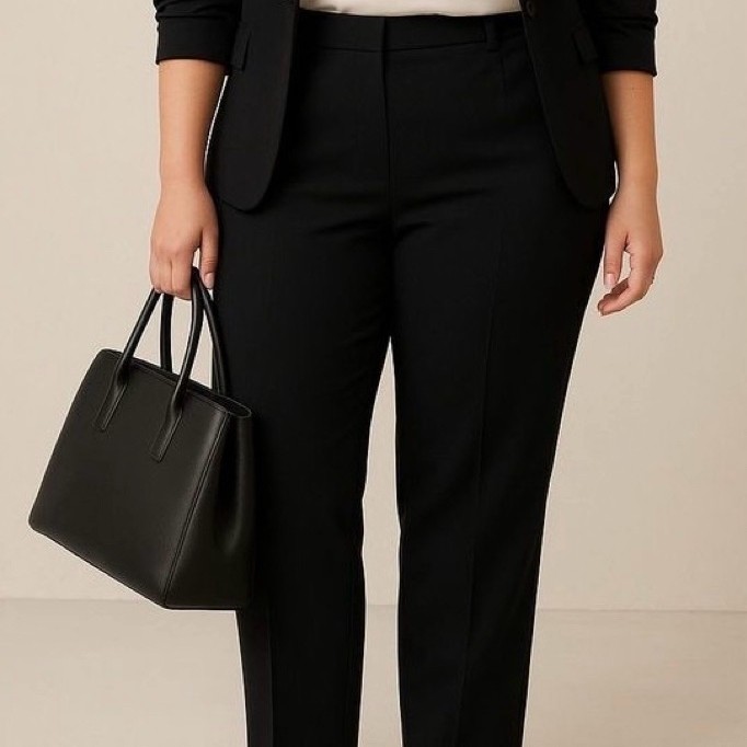 PLUSSIZE PANTS OFFICE SLACK สีดํา