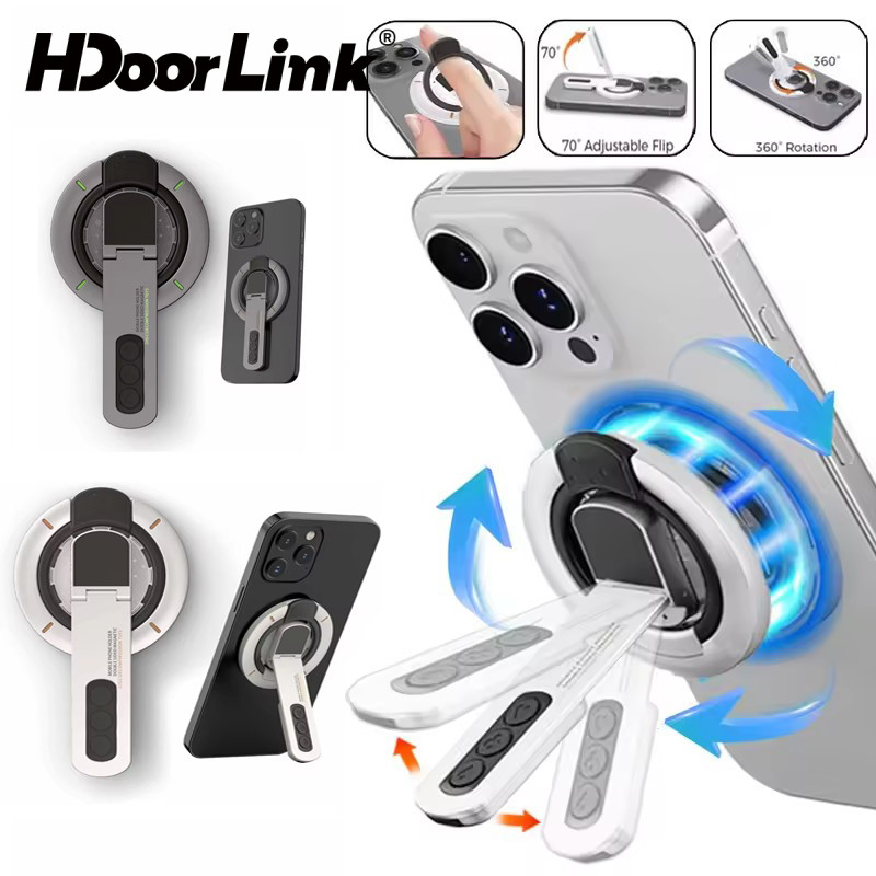 HdoorLink สําหรับ MgSafe โทรศัพท์ Grips ขาตั้ง 3in1 Magnetic Finger Ring Holder สองด้านแม่เหล็กขาตั้งโทรศัพท์สําหรับ IOS โทรศัพท์ 17