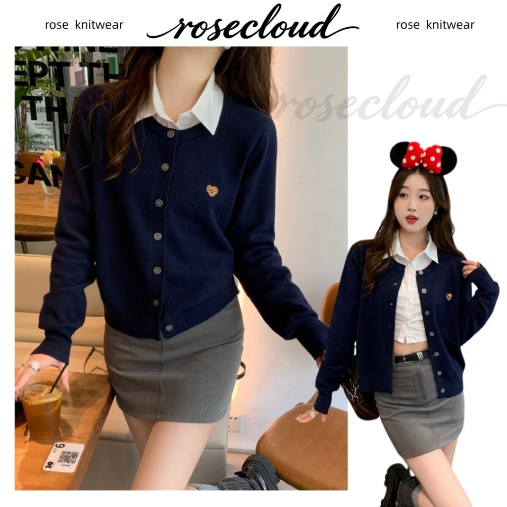 🌟rosecloud🌟มีหลายสีให้เลือกสินค้าใหม่: เสื้อคาร์ดิแกนถัก เหมาะสำหรับสวมทับเสื้อสเวตเตอร์ถัก ทรงหลวม ช่วยให้ดูผอมเพรียว