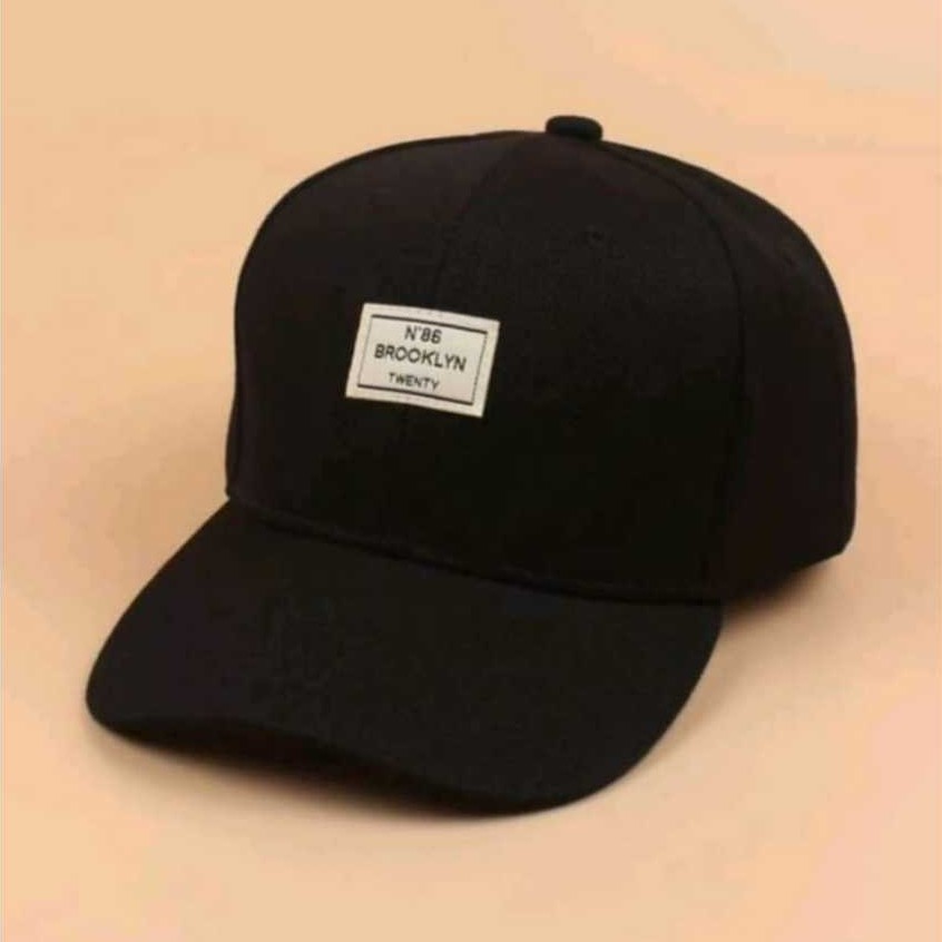 BROOKLYN N86 TWENTY หมวกเบสบอลสีดําล้วน Unisex Distro แฟชั่นผู้ใหญ่
