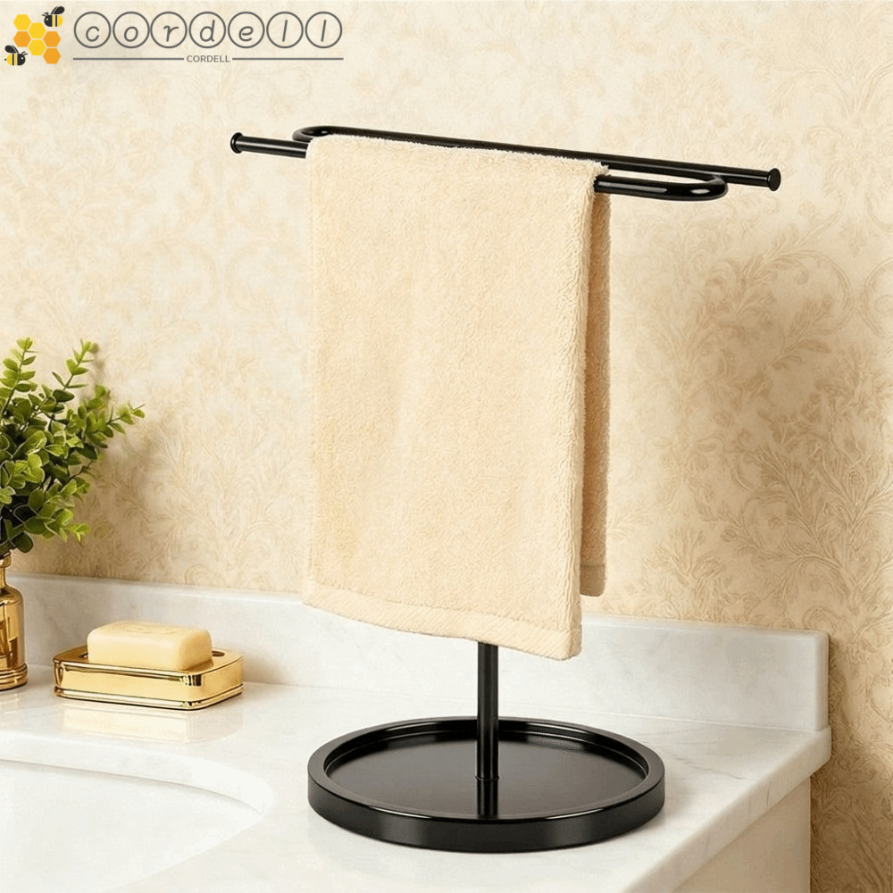 CORDELL S-Shape Towel Stand, Space Saving Stable Metal Towel Holder, Towel Weighted Base Sturdy Enทน