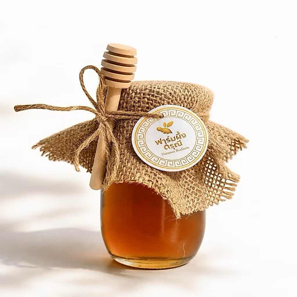 LONGAN  RAW HONEY  GOLD | น้ำผึ้งดิบดอกลำไยจากลำพูน ฟรี! ไม้ตักน้ำผึ้ง ของขวัญ บำรุงร่างกาย ขนาด 230ml