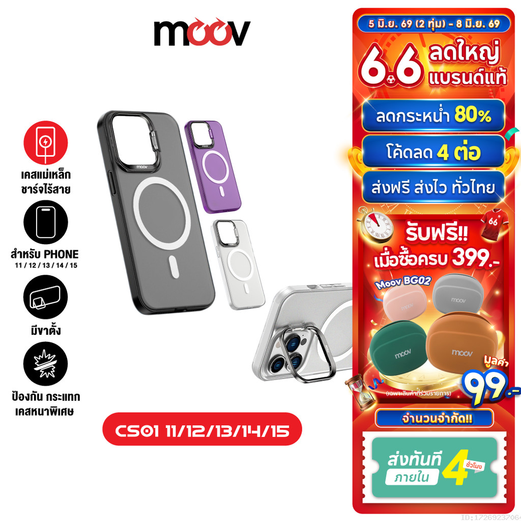 [ส่งไว] Moov CS01 Magnetic Case เคสแม่เหล็ก For Phone 11 / 12 / 13 / 14 / 15 ทุกซีรีย์ เคสมือถือ