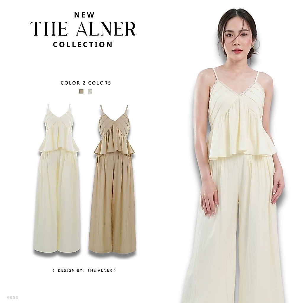 Thealner-AN808 (เซตเสื้อสายเดี่ยวกางเกงขายาว)