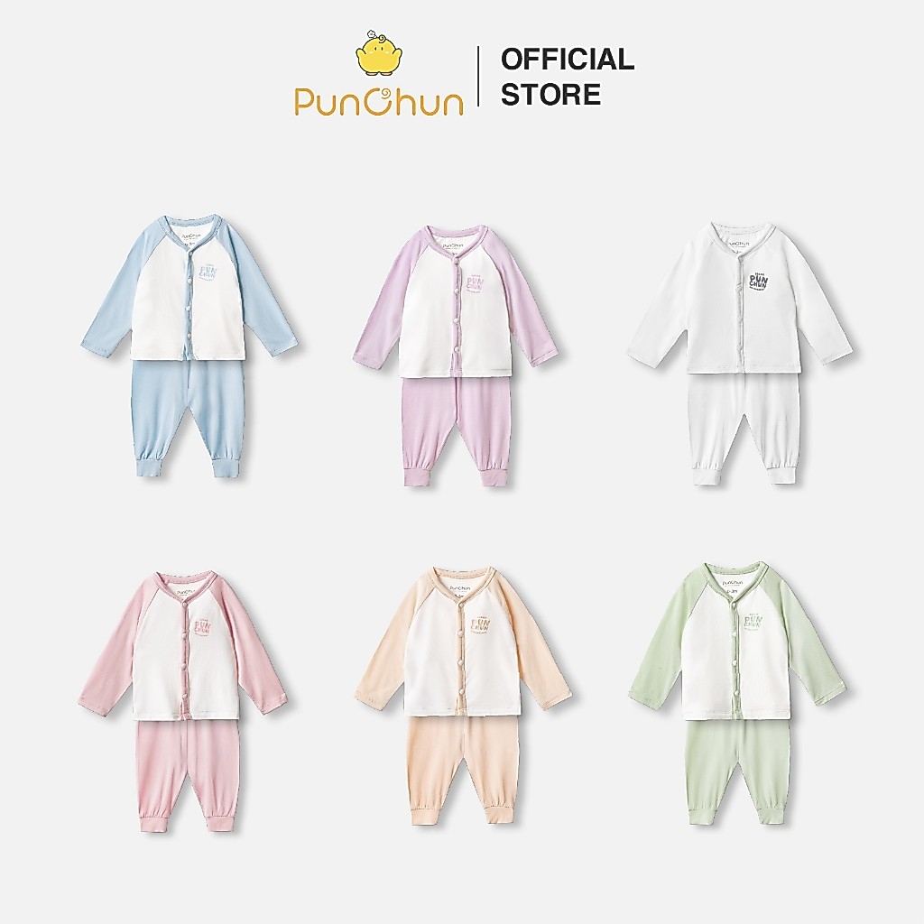 [PUNC 0-6M] Punchun Cup ชุดเสื้อผ้ายาวกลางกระดุมสําหรับทารกแรกเกิด