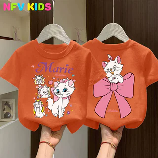 【พร้อมส่ง&COD】NFV KIDS เสื้อยืดแขนสั้นเด็ก💕ใส่สบาย ระบายอากาศ ทันสมัยและเรียบง่าย ทรงหลวม ลายแมวน่ารัก ผ้าฝ้าย100% YG5989
