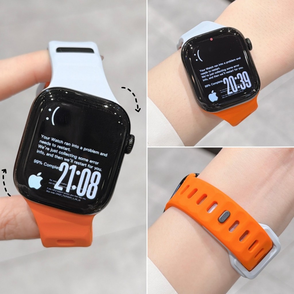 Tilted Irregula สายซิลิโคนสําหรับ Apple Watch 40/42/41/38/44/45/46/49 มม. สายยางกีฬา สําหรับ iWatch Series 11/10/9/8/7/6/5/4/SE3/2/Ultra อุปกรณ์เสริม