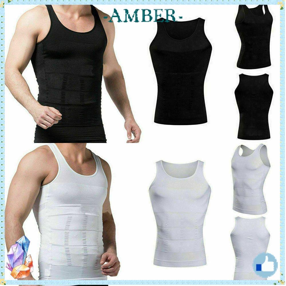 AMBER เสื้อกั๊กบีบอัดเสื้อร้อนผู้ชายรัดตัวกระชับสัดส่วน