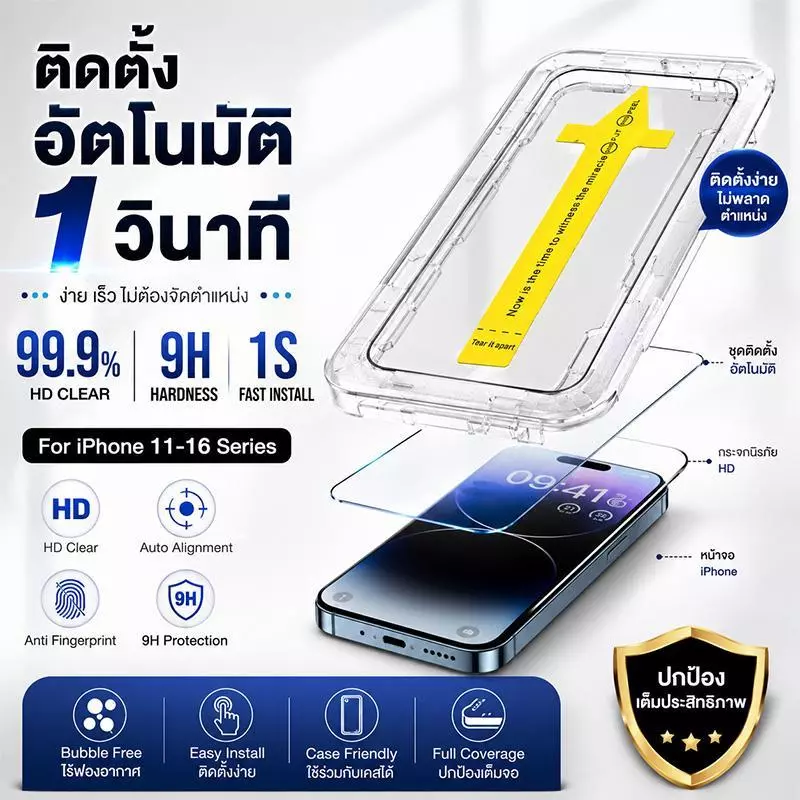 กันฝุ่น ฟิล์มกันรอย กระจกนิรภัย ฟิล์มกระจก สําหรับ iPhone 17 16 13 12 14 pro max เต็มจอ ฟิล์ม ไอโฟน X XR กันมองกันเสือก