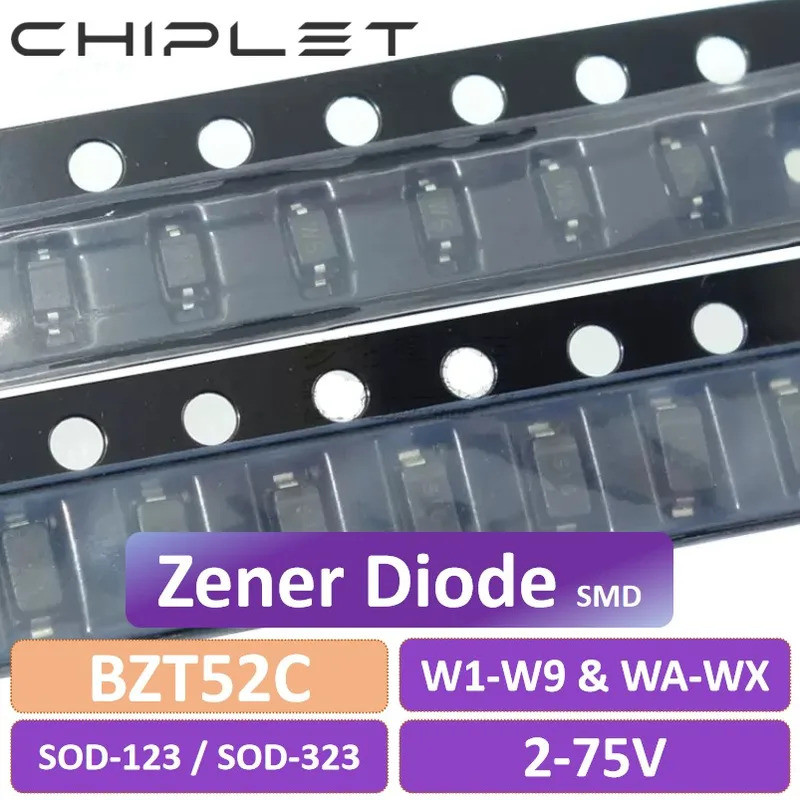 SMD วงจรเรียงกระแสไดโอด SOD-123 SOD-323 1206 0805 BZT52C W1 W2 W3 W4 W5 W6 W7 W8 W9 WA WB WC WD WE W