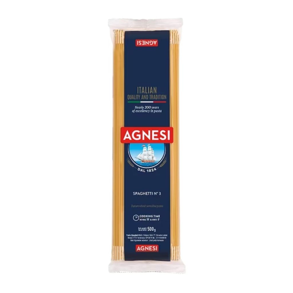 แอคเนซี พาสต้าเส้นกลมเบอร์3 Agnesi Spaghetti No.3 500g.