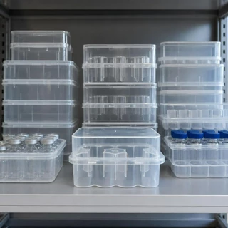 กล่องแบ่งใส - 3/5/7/10ml Flip-Top Vial Storage Box - Snap-on Microtube Storing Case - กล่องใส่ขวดทดสอบ