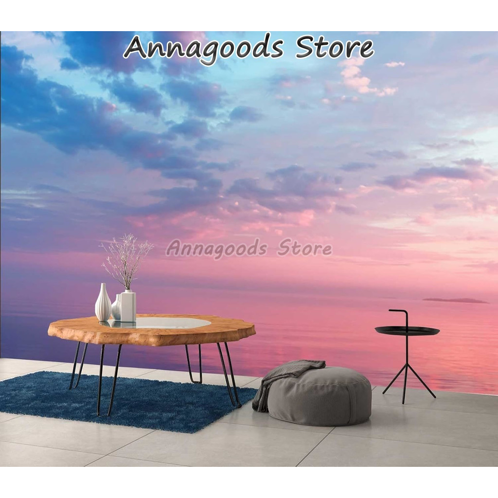 Dreamy สีชมพู Blue Sky Clouds วอลล์เปเปอร์ตกแต่งห้องนอนภาพจิตรกรรมฝาผนังห้องรับประทานอาหารห้องนั่งเล