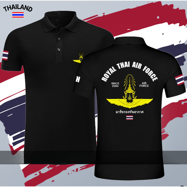 HOT!เสื้อโปโล กองทัพอากาศไทย สีดำ ขนาด S-3XL สำหรับคนชอบทหาร