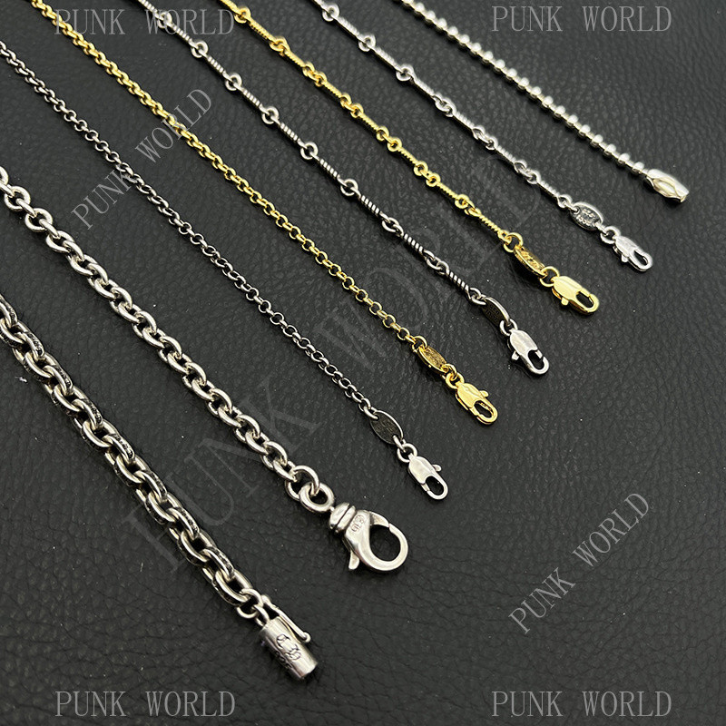 เงิน 925 Cross Chain Cuban ตัวอักษรสร้อยคอสร้อยคอ Retro Punk Rock Street Hip Hop เครื่องประดับ 0000