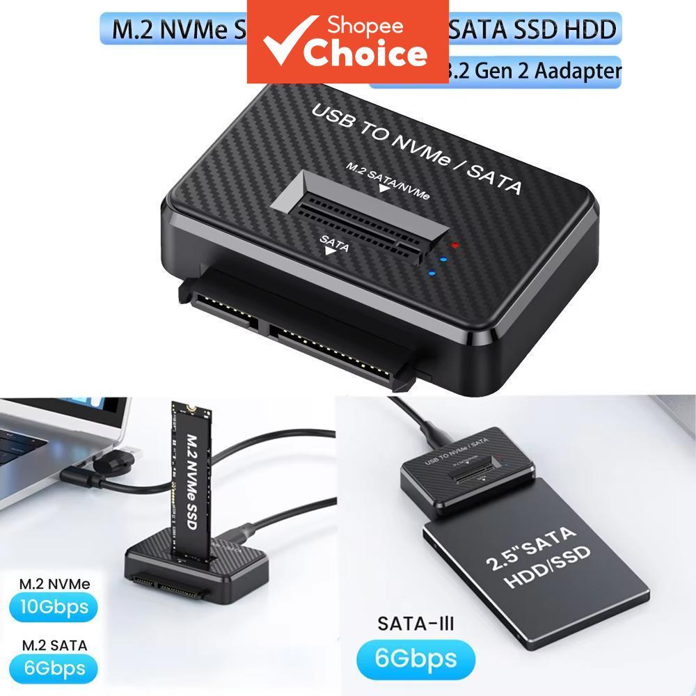 อะแดปเตอร์แปลง M2 NVMe/NGFF เป็น USB 3.1 10Gbps แบบเสียบตรง สําหรับ SSD SATA ขนาด 2.5 นิ้ว รองรับ 2230/2242/2280/22110 ในกล่องฐานเชื่อมต่อ