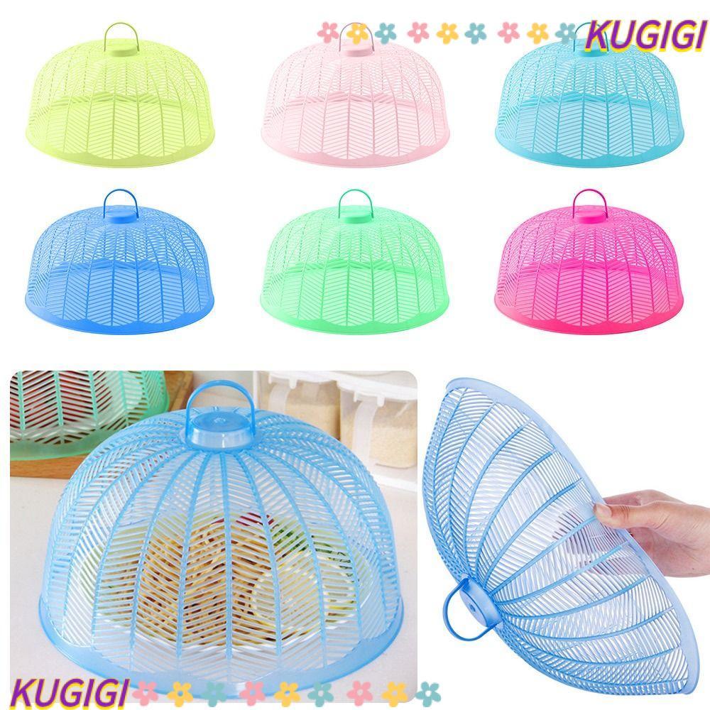 KUGIGI ฝาครอบอาหาร, ฝาครอบผักกันฝุ่นระบายอากาศ, พลาสติกกลมแบบพกพาป้องกันยุง Fly Mesh Cage Home Kitchen
