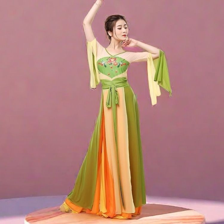 [Ai Chuchuu] เครื่องแต่งกายเต้นรําคลาสสิกเต้นรํา Body Rhyme เสื้อผ้าผ้ากอซ Elegant จีนเต้นรําฝึกเสื้