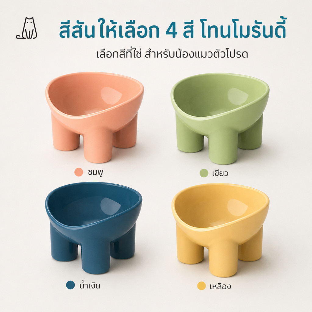 ชามกันมด แมว ชามอาหารแมว ชามอาหารสัตว์เลี้ยง ทรงเฉียง รูปที่ 8