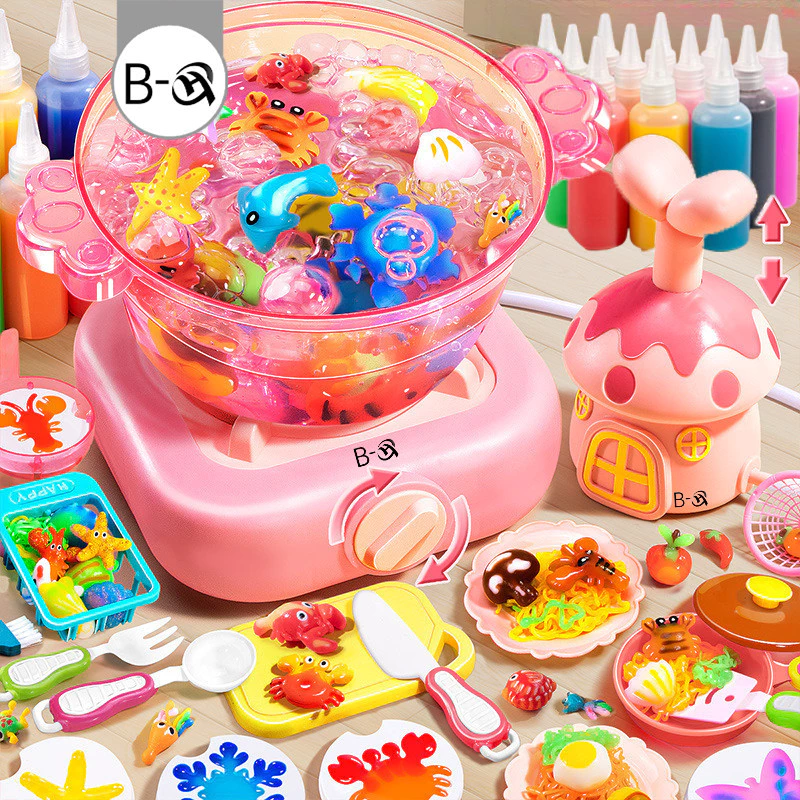 BHQ ของเล่นเด็ก จําลองหม้อไฟ DIY ชุดเยลลี่ ชุดเจลปั้นน้ำ Magical Water วัสดุความปลอดภัย