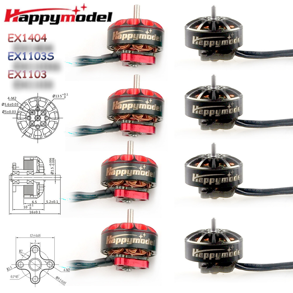 4PCS HappyModel EX1404 1404 EX1103S EX1103 1103 มอเตอร์ไร้แปรงสําหรับ RC FPV ไม้จิ้มฟัน Racing Crux3