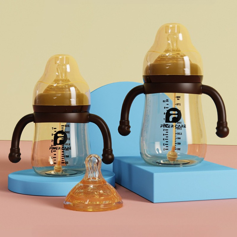 ขวดนม 300/210ml ขวดนมเด็ก สีชา ปลอดสาร BPA ขวดนมและอุปกรณ์ เหมาะสำหรับเด็กแรกเกิด
