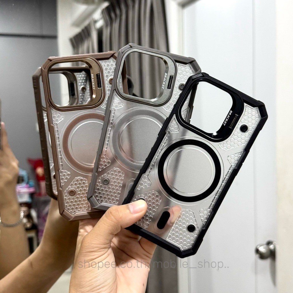 เคสใสกันกระแทกไอโฟน 17 16 15 14 13 12 11 Pro max พร้อมขาตั้งกล้อง | พร้อมตัวป้องกันเลนส์กล้อง | กันกระแทก