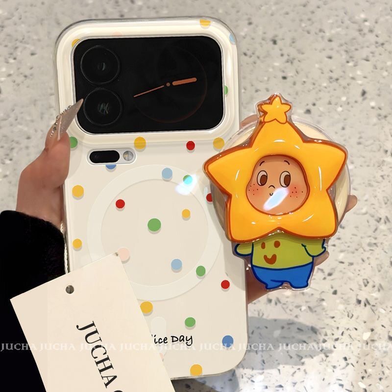 สี Dot Stars เหมาะสําหรับ Samsung s25ultra เคสโทรศัพท์ s26 + s24fe สไตล์เกาหลี s23 + s21 + หวานน่ารัก s20fe ความรู้สึกระดับไฮเอนด์ a06a07 แม่เหล็ก a16a17 หลุมใหญ่ a26a56