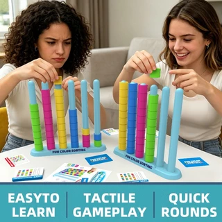 Color Stack Chsllenge ของเล่นเพื่อการศึกษาสำหรับเด็ก เกมกระดานแบบโต้ตอบระหว่างพ่อแม่และลูก