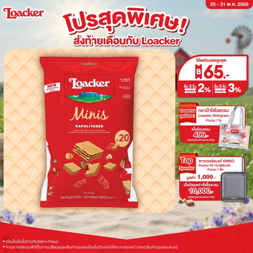 ล็อคเกอร์ มินิส์ นาโปลิเทนเนอร์ 200 กรัม / Loacker Minis Napolitaner 200 g