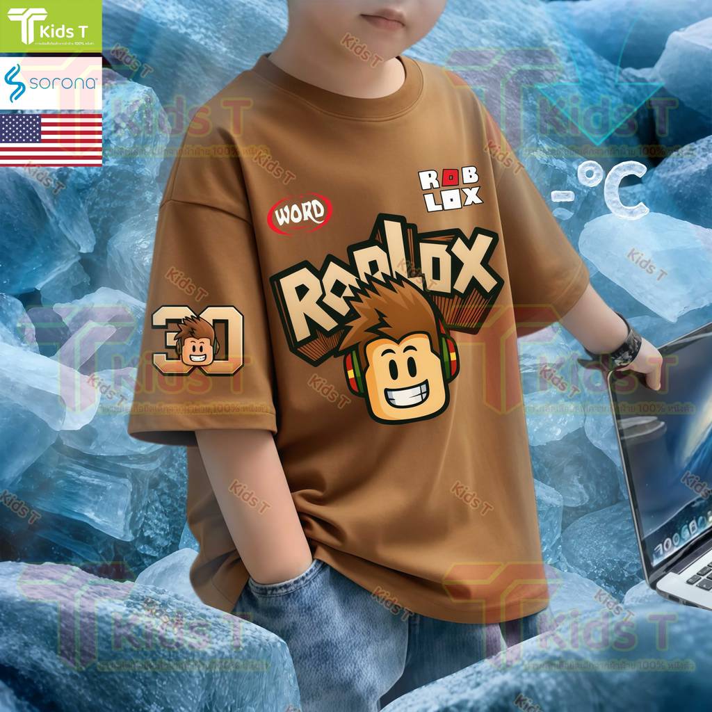 ร้าน Kids T เสื้อเด็ก ผลิตจากผ้าฝ้าย 100% พิมพ์ลาย roblox เหมาะ เด็กผู้ชาย และ เด็กผู้หญิง
