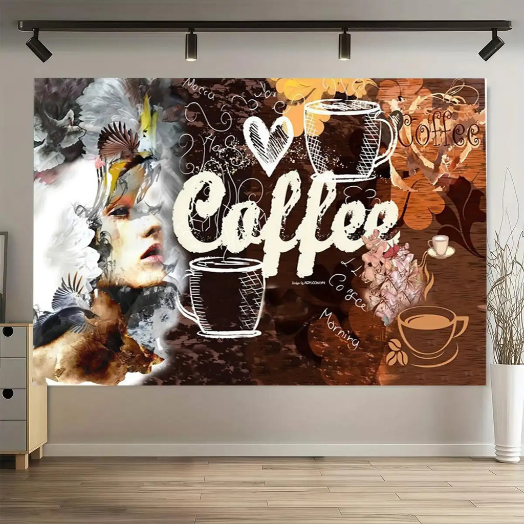 ภาพตกแต่งร้าน กาแฟ คาเฟ่ ต่างๆ สกรีนสวยคมชัด เนื้อผ้าโพลีเอสเตอร์ ผ้าหนาทนทาน